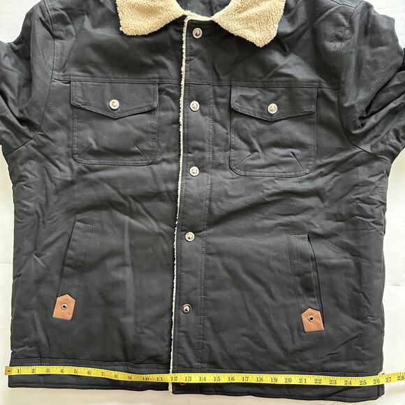 NEW Foxtrot Outerwear Trucker Jacket Thermal Fleece Lined Black Tan Men's XXL - Picture 14 of 16